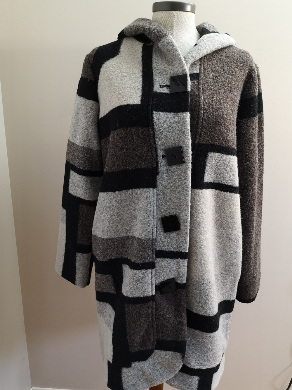 Joseph Ribkoff Hooded Women's Wool Blend Coat Grey, Black, Brown Size S